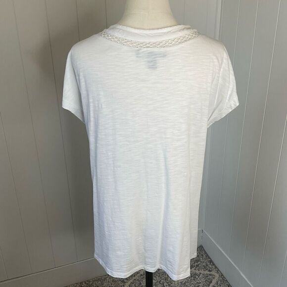 Gloria Vanderbilt Womens Small Pullover Tunic Top White Cutouts Textured Modal - Picture 8 of 16